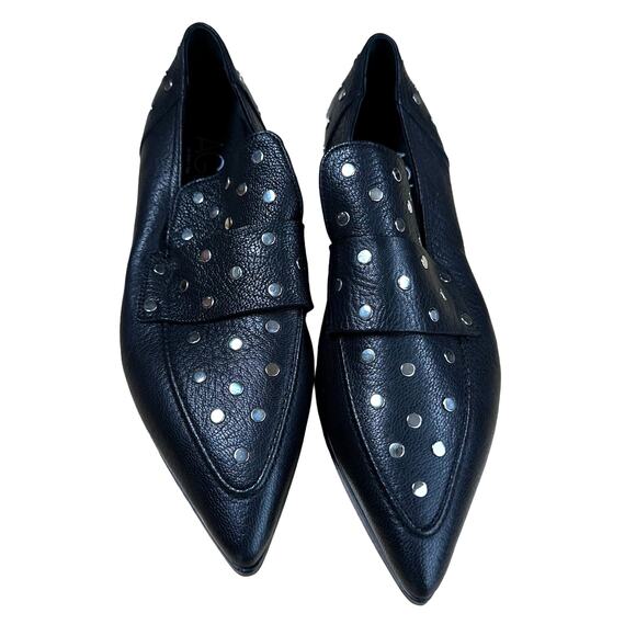 AGL NWOB Ines Studded Loafer Black Women's Size 42 (US 12) Pointed Toe Flats - Picture 6 of 9